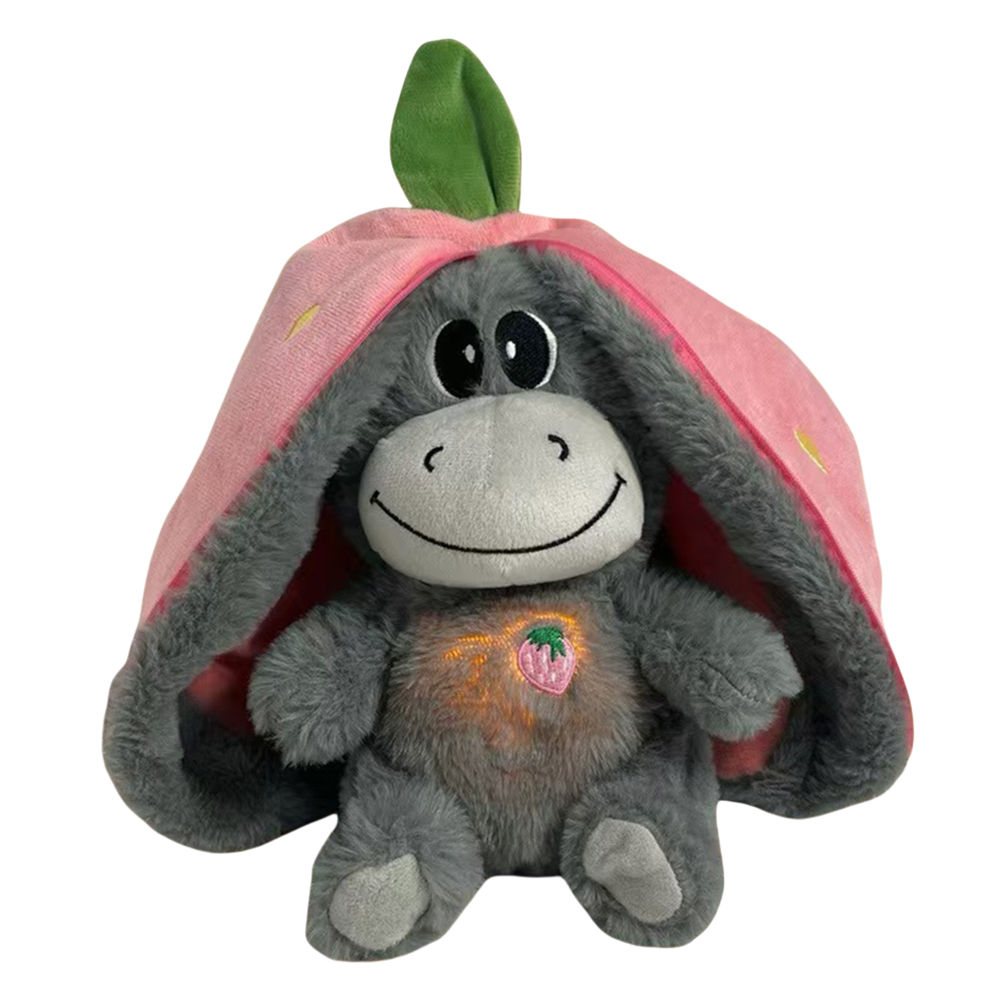 thumbnail image 2 of Donkey de respiración Plush Toy Soft Sleeping Strawberry Donkey Donkey Donkey (rosa), 2 of 2